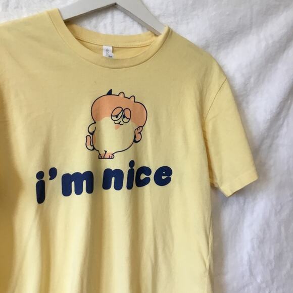 Next Level Apparel "I'm Nice" Yellow T-Shirt - Picture 10 of 10